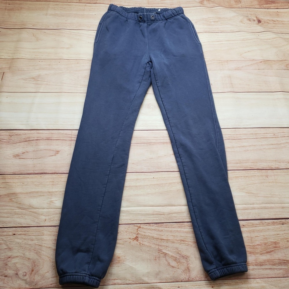 PAM & GELA Pants Womens Small Blue‎ Jogger Tapered French Terry Elastic Waist